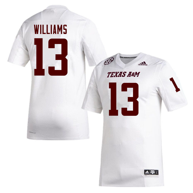 Men #13 Brian Williams Texas A&M Aggies College Football Jerseys Sale-White - Click Image to Close
